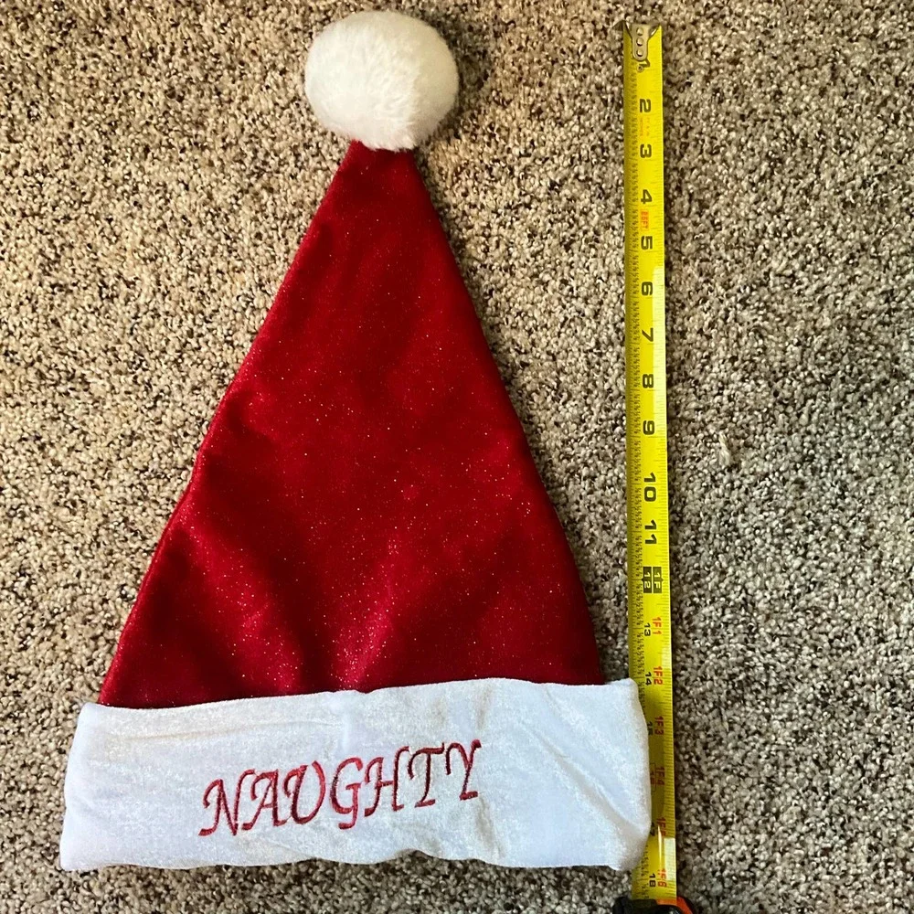 Vintage Naughty/Nice Embroidered Christmas Hat